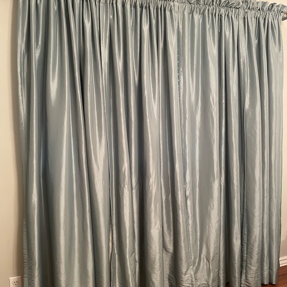 American Living Set of 2 Panels Blue Silky Like Curtain Panels - Picture 8 of 10